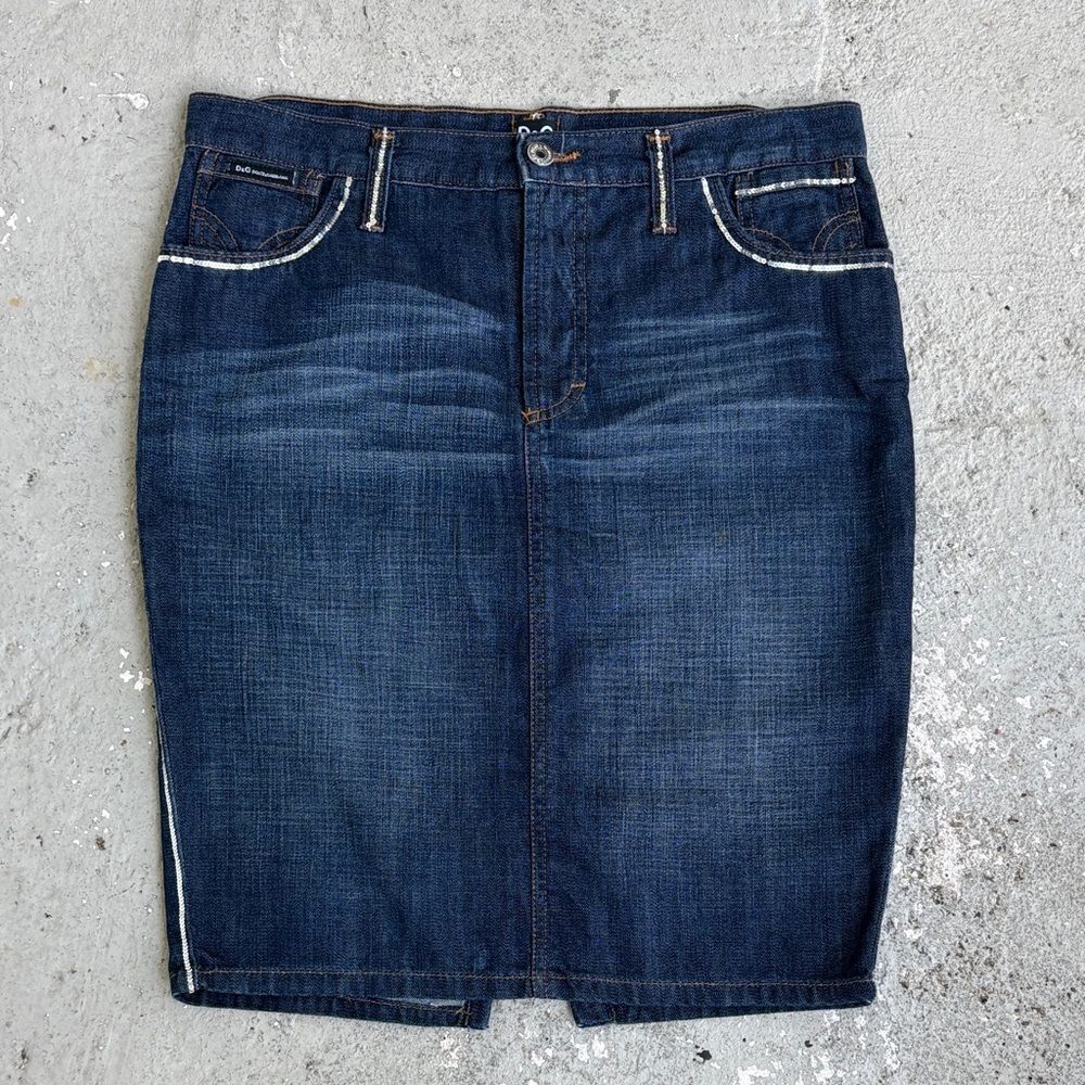 Dolce and Gabbana midi denim skirt